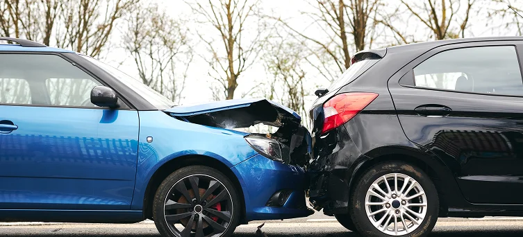 Rear end car collision scene representing vehicle accident claims handled by experienced car accident lawyer Los Angeles and personal injury attorney.